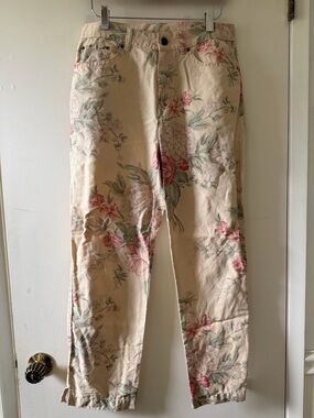 Lauren Ralph Lauren cropped linen blend floral print jeans